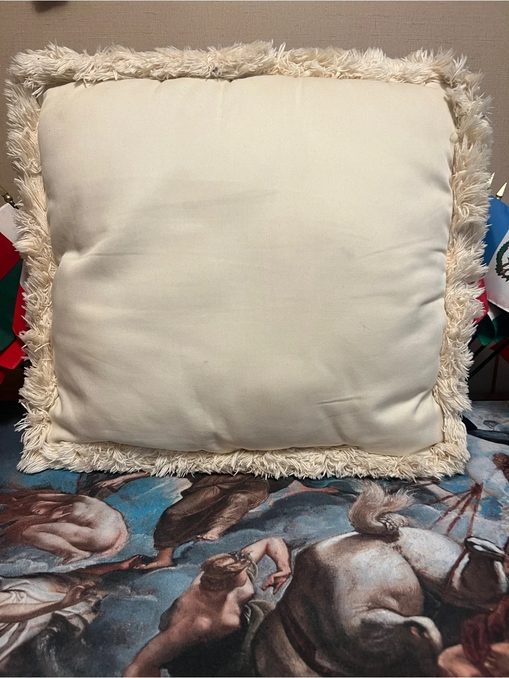 Nautical Lighthouse Tapestry Pillow in Blue and Cream